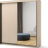 Zestawy Mebli Do Sypialni|Szafy Dwudrzwiowe>lenart. Beżowa szafa przesuwna 200cm z lustrem dwudrzwiowa oświetlenie
