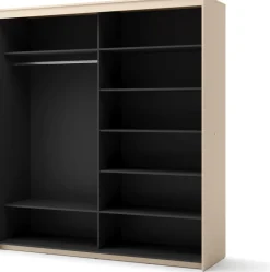 Zestawy Mebli Do Sypialni|Szafy Dwudrzwiowe>lenart. Beżowa szafa przesuwna 200cm z lustrem dwudrzwiowa oświetlenie