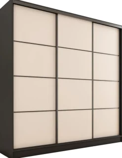 Zestawy Mebli Do Przedpokoju|Szafy Trzydrzwiowe>BROMARKT Beżowa szafa przesuwna do sypialni 200 cm LOFT MAX