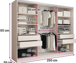 Szafy Trzydrzwiowe|Szafy Do Przedpokoju></noscript>BROMARKT Beżowa szafa przesuwna z lustrem do sypialni 250 cm TOP beż piaskowy