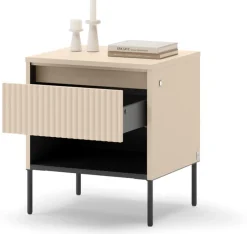 Zestawy Mebli Do Sypialni|Szafki Nocne>lenart. Beżowa szafka nocna stolik do sypialni TREND z oświetleniem