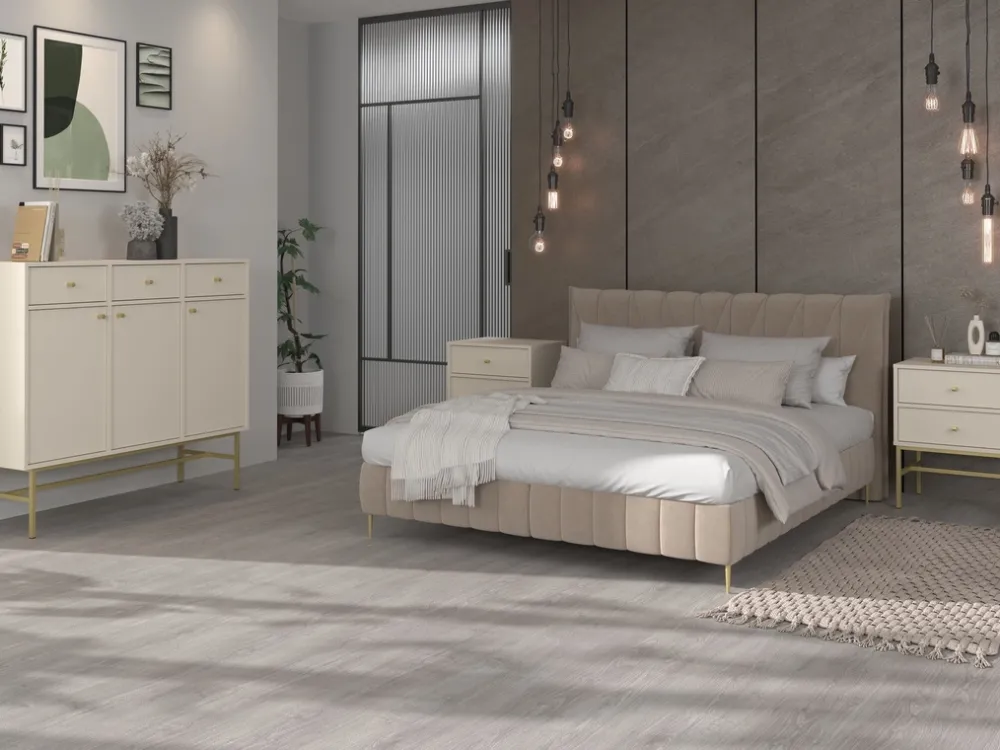 Zestawy Mebli Do Salonu|Szafki Nocne>Lempert Beżowa szafka nocna z szufladami 52 cm TOKEN beż piaskowy