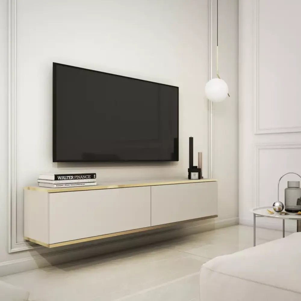 Zestawy Mebli Do Salonu|Szafki Rtv>PIASKI Beżowa szafka RTV 135 cm ORVIETO