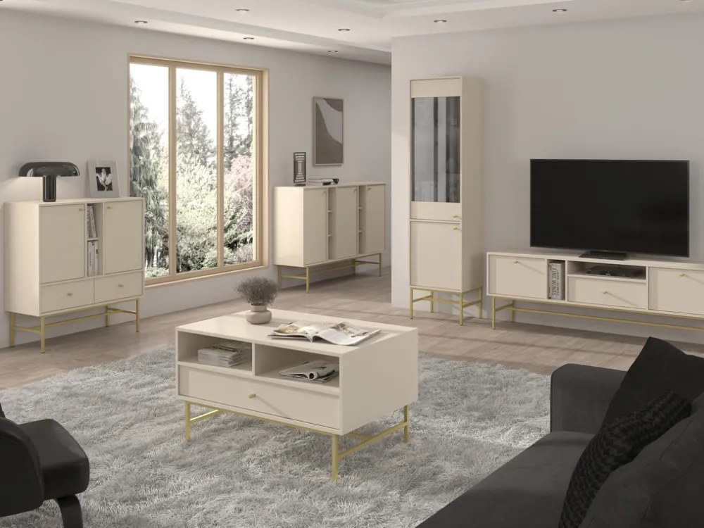 Zestawy Mebli Do Salonu|Szafki Rtv>Lempert Beżowa szafka RTV pod telewizor 180 cm do salonu TOKEN beż piaskowy