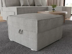 Meble Dla Dzieci|Meble Młodzieżowe></noscript>BROMARKT Beżowa sztruksowa pufa ze schowkiem do salonu TOP