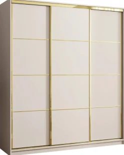 Zestawy Mebli Do Przedpokoju|Szafy Trzydrzwiowe>BROMARKT Beżowa trzydrzwiowa szafa do sypialni 180 cm GOLD NEW beż piaskowy