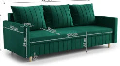 Meble Młodzieżowe|Kanapy I Sofy></noscript>Rimal Beżowa welurowa sofa z funkcją spania i pojemnikiem FOCUS