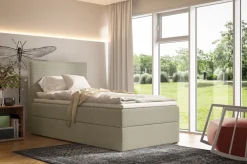 Łóżka Młodzieżowe|Łóżka Ze Stelażem></noscript>BROMARKT Beżowe łóżko do pokoju dziecka 80x200 cm kontynentalne z pojemnikiem MALIBU