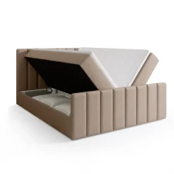 Meble Młodzieżowe|Łóżka Młodzieżowe>BROMARKT Beżowe łóżko kontynentalne do sypialni 140x200 cm z pojemnikiem DENVER DUO