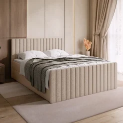 Meble Młodzieżowe|Łóżka Młodzieżowe>BROMARKT Beżowe łóżko kontynentalne DREAM DUO 140x200 cm z pojemnikiem na pościel