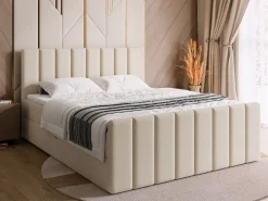 Meble Młodzieżowe|Łóżka Młodzieżowe>BROMARKT Beżowe łóżko kontynentalne 140x200 cm z pojemnikiem DENVER DUO