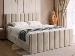 Meble Młodzieżowe|Łóżka Młodzieżowe>BROMARKT Beżowe łóżko kontynentalne 140x200 cm z pojemnikiem DENVER DUO