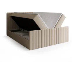 Łóżka Małżeńskie|Łóżka Ze Stelażem>BROMARKT Beżowe łóżko kontynentalne 140x200 cm z pojemnikiem na pościel DREAM DUO