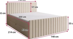 Łóżka Małżeńskie|Łóżka Ze Stelażem></noscript>BROMARKT Beżowe łóżko kontynentalne 140x200 cm z pojemnikiem na pościel DREAM DUO