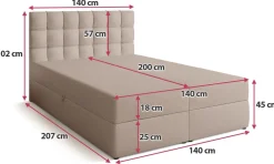Meble Młodzieżowe|Łóżka Młodzieżowe></noscript>BROMARKT Beżowe łóżko kontynentalne 140x200 cm z pojemnikiem DETROIT