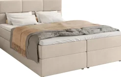 Łóżka Małżeńskie|Łóżka Ze Stelażem>BROMARKT Beżowe łóżko kontynentalne 160x200 cm pojemnik na pościel BOSTON