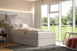 Łóżka Młodzieżowe|Łóżka Ze Stelażem></noscript>BROMARKT Beżowe łóżko kontynentalne 100x200 cm do pokoju dziecka MALIBU