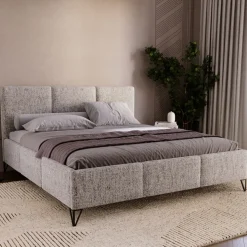 Łóżka Małżeńskie|Łóżka Na Nóżkach>UNISTYL MEBLE Beżowe łóżko kontynentalne z pojemnikiem LORIO 180x200 cm do sypialni