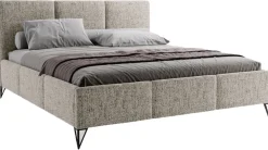 Łóżka Kontynentalne|Łóżka Małżeńskie></noscript>UNISTYL MEBLE Beżowe łóżko sypialniane LORIO 140x200 cm z pojemnikiem na pościel