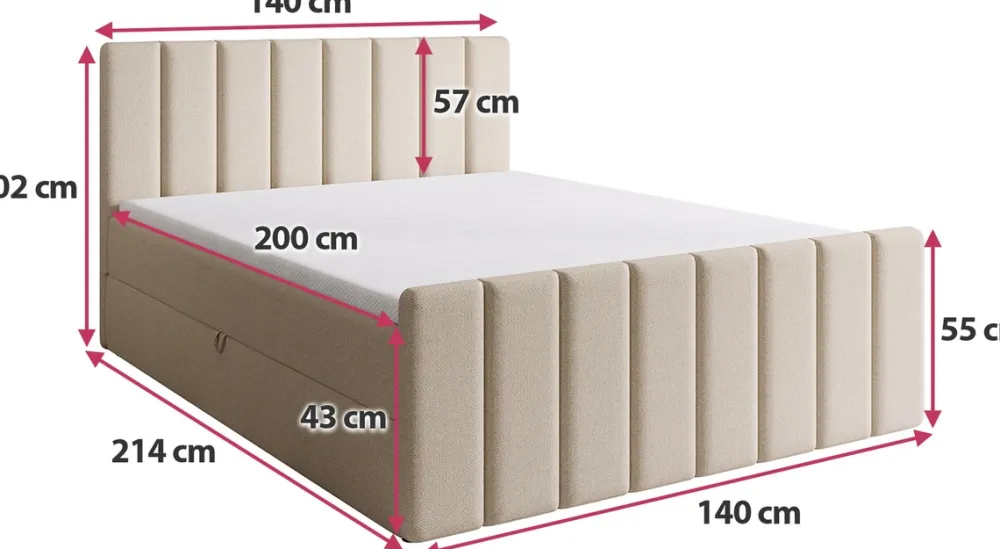 Meble Młodzieżowe|Łóżka Młodzieżowe>BROMARKT Beżowe łóżko sztruksowe kontynentalne 140x200 cm z pojemnikiem DENVER DUO