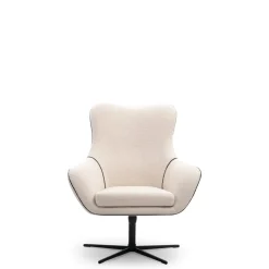 Fotele>LASKI Beżowy fotel obrotowy boucle ELSA