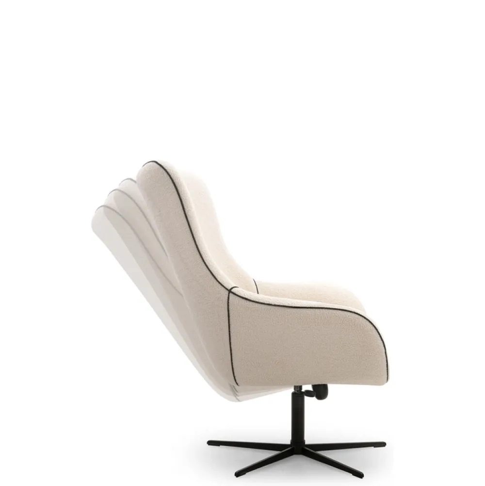 Fotele>LASKI Beżowy fotel obrotowy boucle ELSA