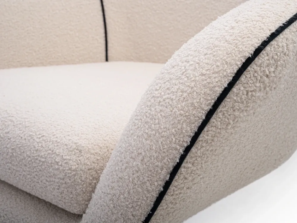 Fotele>LASKI Beżowy fotel obrotowy boucle ELSA