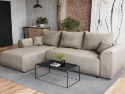 Meble Dla Dzieci|Narożniki></noscript>BROMARKT Beżowy narożnik do salonu rozkładany z funkcją spania ROMEO