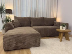 Meble Dla Dzieci|Narożniki></noscript>BROMARKT Beżowy narożnik do salonu rozkładany z funkcją spania ROMEO