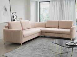 Narożniki></noscript>LASKI Beżowy narożnik do salonu w stylu glamour LOURE