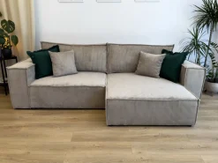 Meble Dla Dzieci|Meble Młodzieżowe></noscript>BROMARKT Beżowy narożnik do salonu z funkcją spania PEDRO