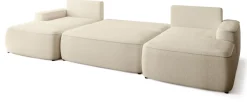 Narożniki>BROMARKT Beżowy narożnik do salonu z funkcją spania i pojemnikiem CARMELLO U
