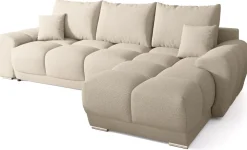 Narożniki></noscript>BROMARKT Beżowy narożnik rozkładany do salonu NUBES z funkcją spania