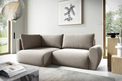 Narożniki>BROMARKT Beżowy narożnik sztruksowy z funkcją spania i pojemnikiem uniwersalny PATI DUO