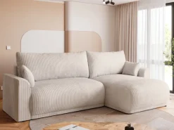 Narożniki|Meble Dla Dzieci>BROMARKT Beżowy narożnik z pojemnikiem i funkcją spania do salonu MORENO