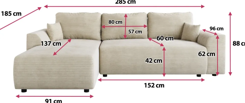 Meble Dla Dzieci|Narożniki>BROMARKT Beżowy nowoczesny narożnik do salonu z funkcją spania i pojemnikiem ROMEO