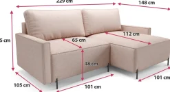 Narożniki|Meble Dla Dzieci></noscript>BROMARKT Beżowy rozkładany narożnik do salonu na nóżkach z funkcją spania NORTON