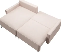 Meble Dla Dzieci|Meble Młodzieżowe>BROMARKT Beżowy rozkładany narożnik na nóżkach do salonu z funkcją spania i pojemnikiem NORTON