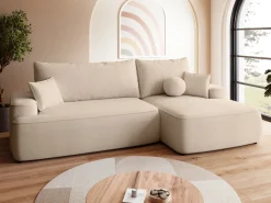 Meble Dla Dzieci|Meble Młodzieżowe>BROMARKT Beżowy rozkładany narożnik z funkcją spania CARMELLO