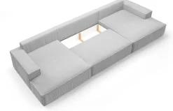 Narożniki></noscript>BROMARKT Beżowy sztruksowy narożnik w kształcie U duży z funkcją spania PABLO