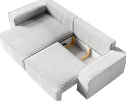 Narożniki|Meble Dla Dzieci>BROMARKT Beżowy sztruksowy narożnik z funkcją spania rozkładany ELDON