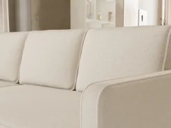 Meble Dla Dzieci|Meble Młodzieżowe></noscript>BROMARKT Beżowy welurowy narożnik z funkcją spania do salonu QULIO