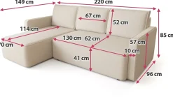 Meble Dla Dzieci|Meble Młodzieżowe></noscript>BROMARKT Beżowy welurowy narożnik z funkcją spania do salonu QULIO