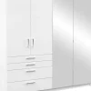 Meble Dla Dzieci|Szafy Do Pokoju Dziecięcego>Stolar Biała duża szafa uchylna z lustrem i szufladami 200 cm POLAR