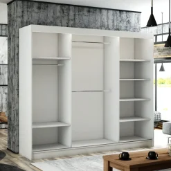 Zestawy Mebli Do Przedpokoju|Szafy Trzydrzwiowe>Arton Biała duża trzydrzwiowa szafa przesuwna do sypialni 250 cm BRANDON biały