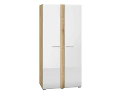 Szafy Dwudrzwiowe|Szafy Młodzieżowe>ML Meble Biała dwudrzwiowa szafa 92 cm z półkami i drążkami ADAGIO połysk