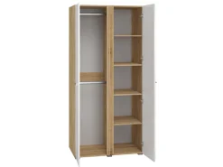 Szafy Dwudrzwiowe|Szafy Młodzieżowe>ML Meble Biała dwudrzwiowa szafa 92 cm z półkami i drążkami ADAGIO połysk