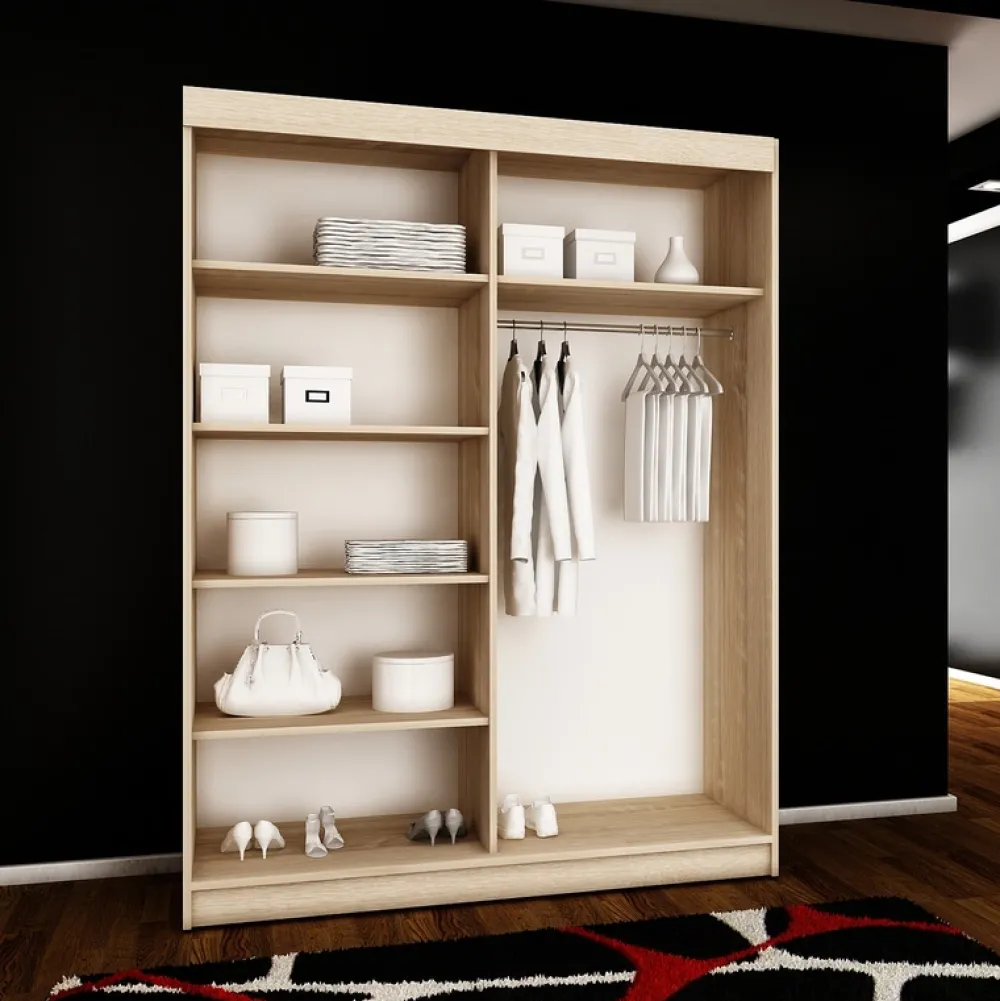 Szafy Przesuwne|Zestawy Mebli Do Przedpokoju>KIER Biała dwudrzwiowa szafa do sypialni 150 cm z lustrem TARO biały