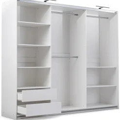 Szafy Dwudrzwiowe|Szafy Przesuwne>Stolar Biała dwudrzwiowa szafa do sypialni 250 cm z szufladami NESSA