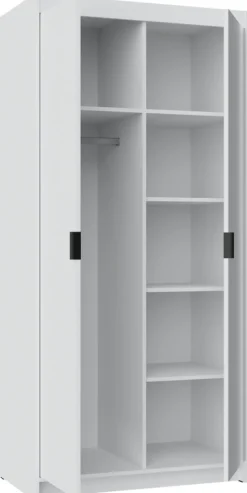 Zestawy Mebli Do Przedpokoju|Szafy Modułowe>Lempert Biała dwudrzwiowa szafa modułowa z lustrem 90 cm KUBA biały